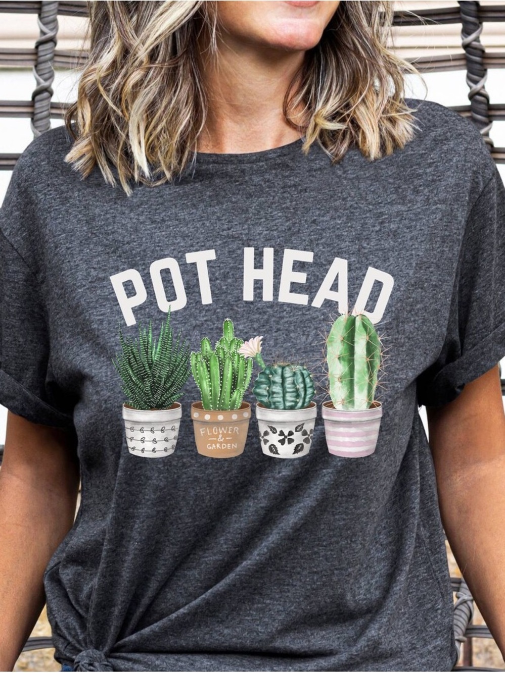 SHEIN Black 'Pot Head' Graphic Short Sleeve Tee with Green Accents